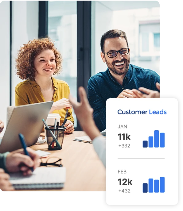 Business meeting customer leads growth
